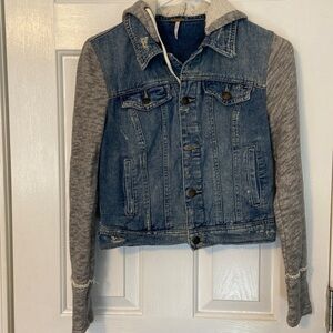 Free People denim Jacket with detachable hood